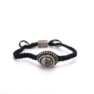 King Baby Studio Macrame Braided Bracelet Turquoise Centerpiece In Silver .925